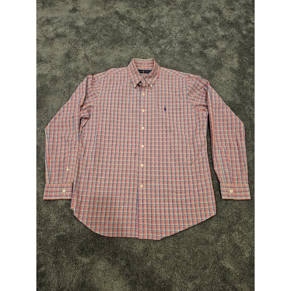 Ralph Lauren Men's Plaid Red Long Sleeve Button-Up Shirt Size L Cotton - Picture 3 of 8